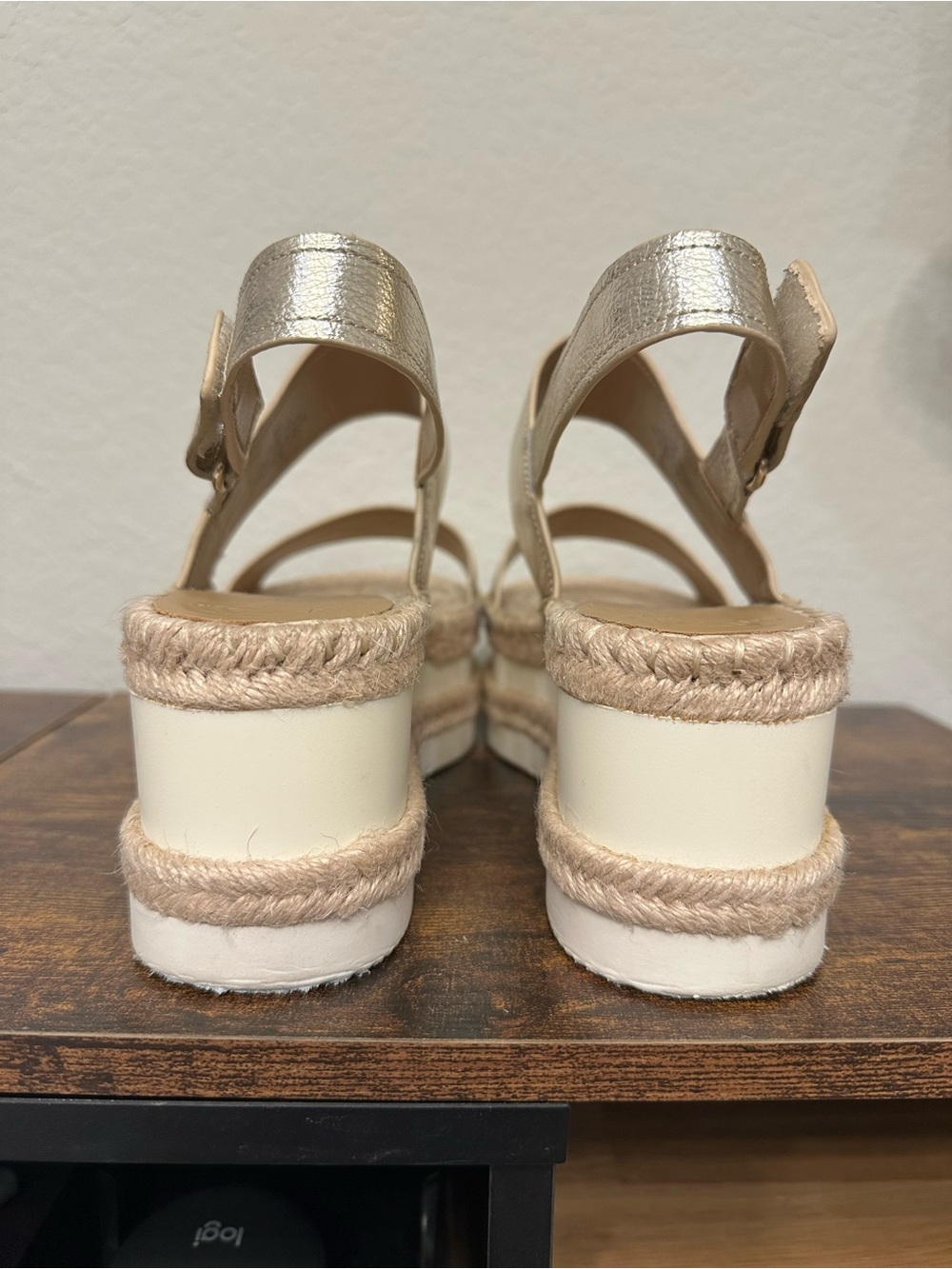 Marc Fisher LTD Gallia Gold Metallic Platform Espadrille Sandals Size 8 - Picture 7 of 10